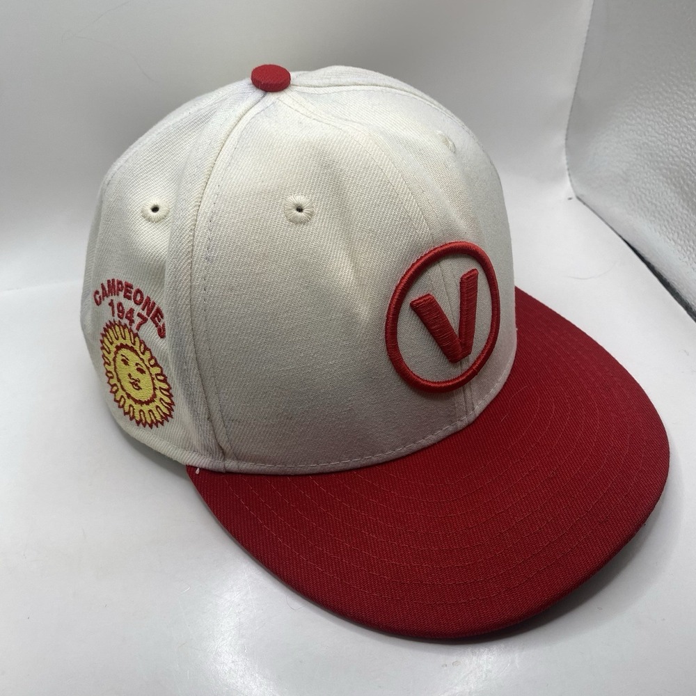 Vargas Campeones Venezula 1947 Hat Cream Red Fitted Size 7 3/8 Rings &‎ Crwns